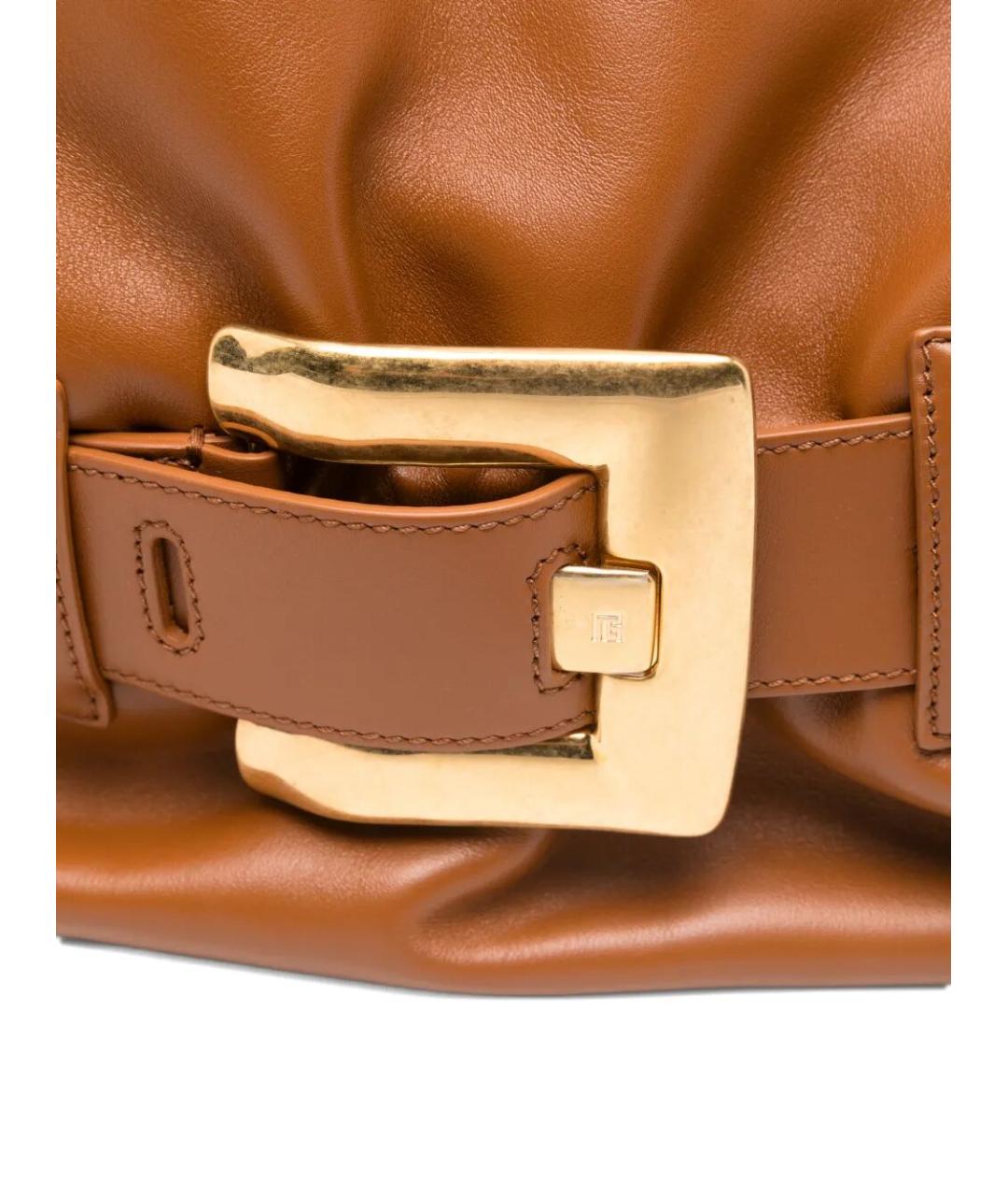 BALMAIN Коричневая кожаная сумка с короткими ручками, фото 4