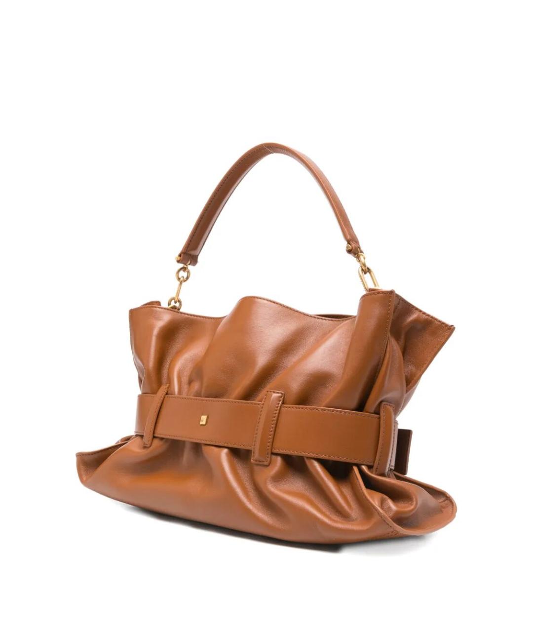 BALMAIN Коричневая кожаная сумка с короткими ручками, фото 3