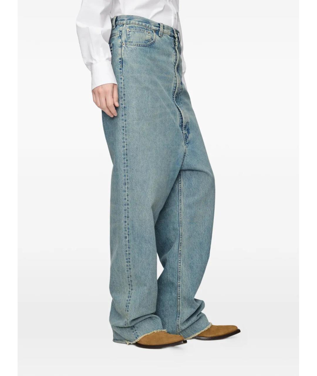 MAISON MARGIELA Голубые хлопковые прямые джинсы, фото 5