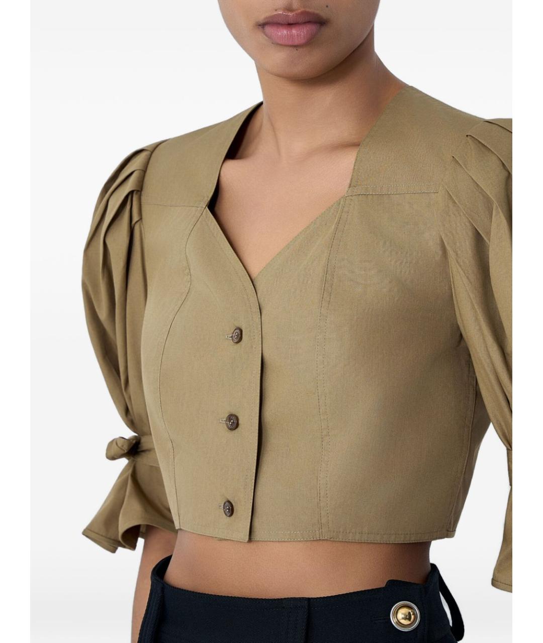 CHLOE Коричневая хлопковая футболка, фото 3