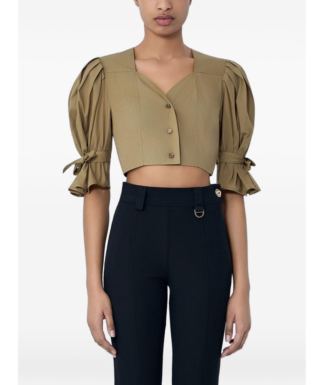 CHLOE Коричневая хлопковая футболка, фото 5