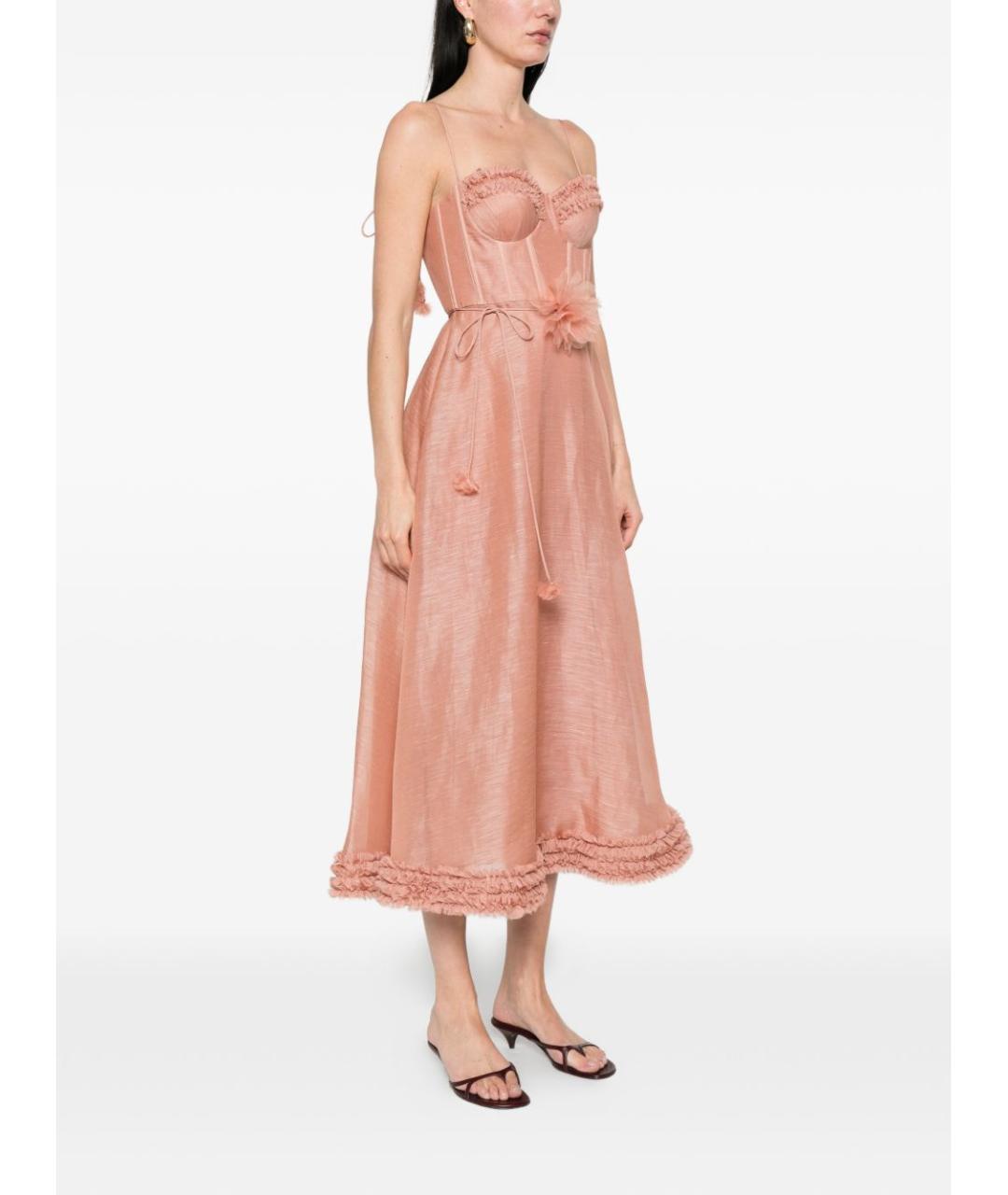 ZIMMERMANN Розовое льняное вечернее платье, фото 2