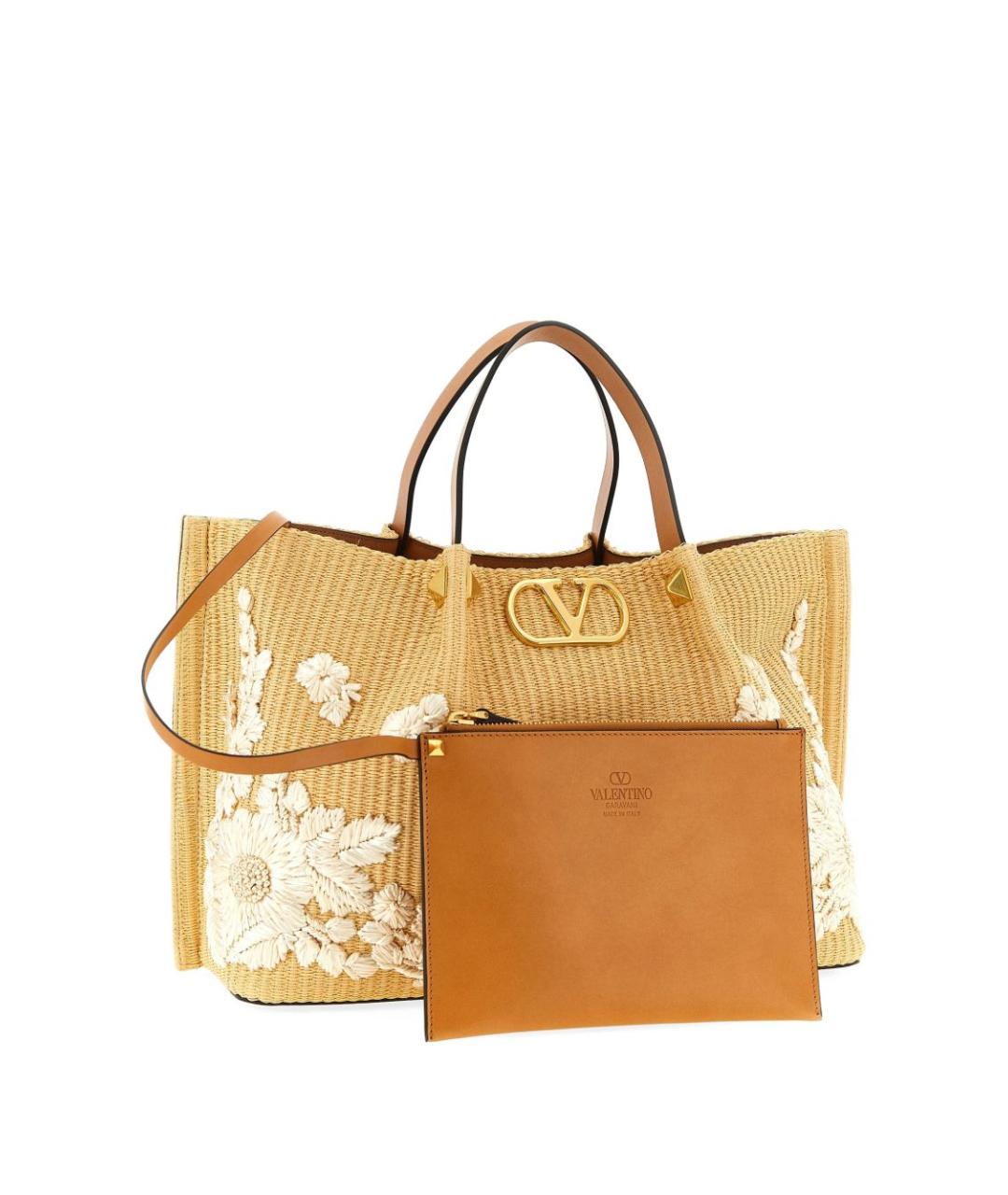 VALENTINO Бежевая пелетеная сумка тоут, фото 2