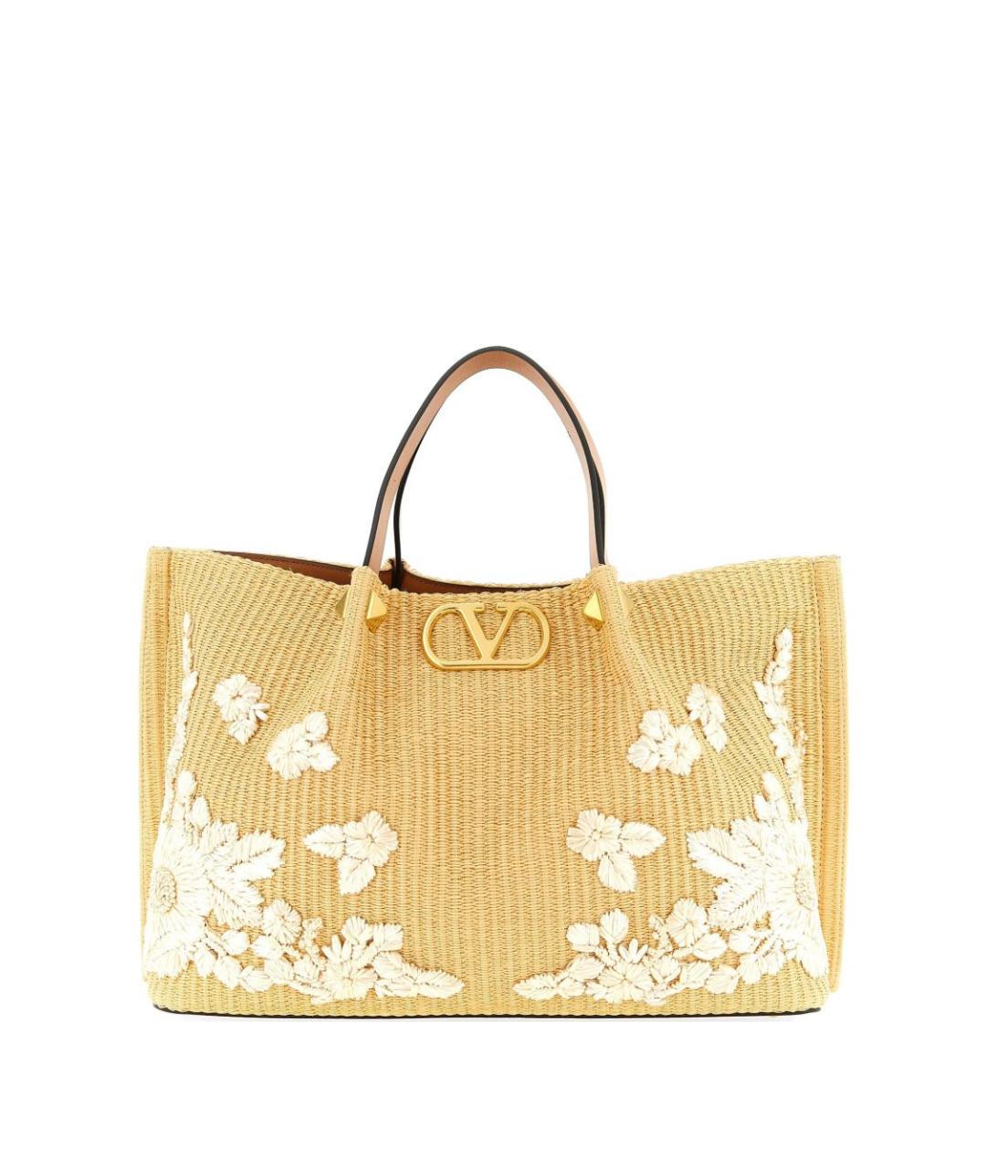 VALENTINO Бежевая пелетеная сумка тоут, фото 1