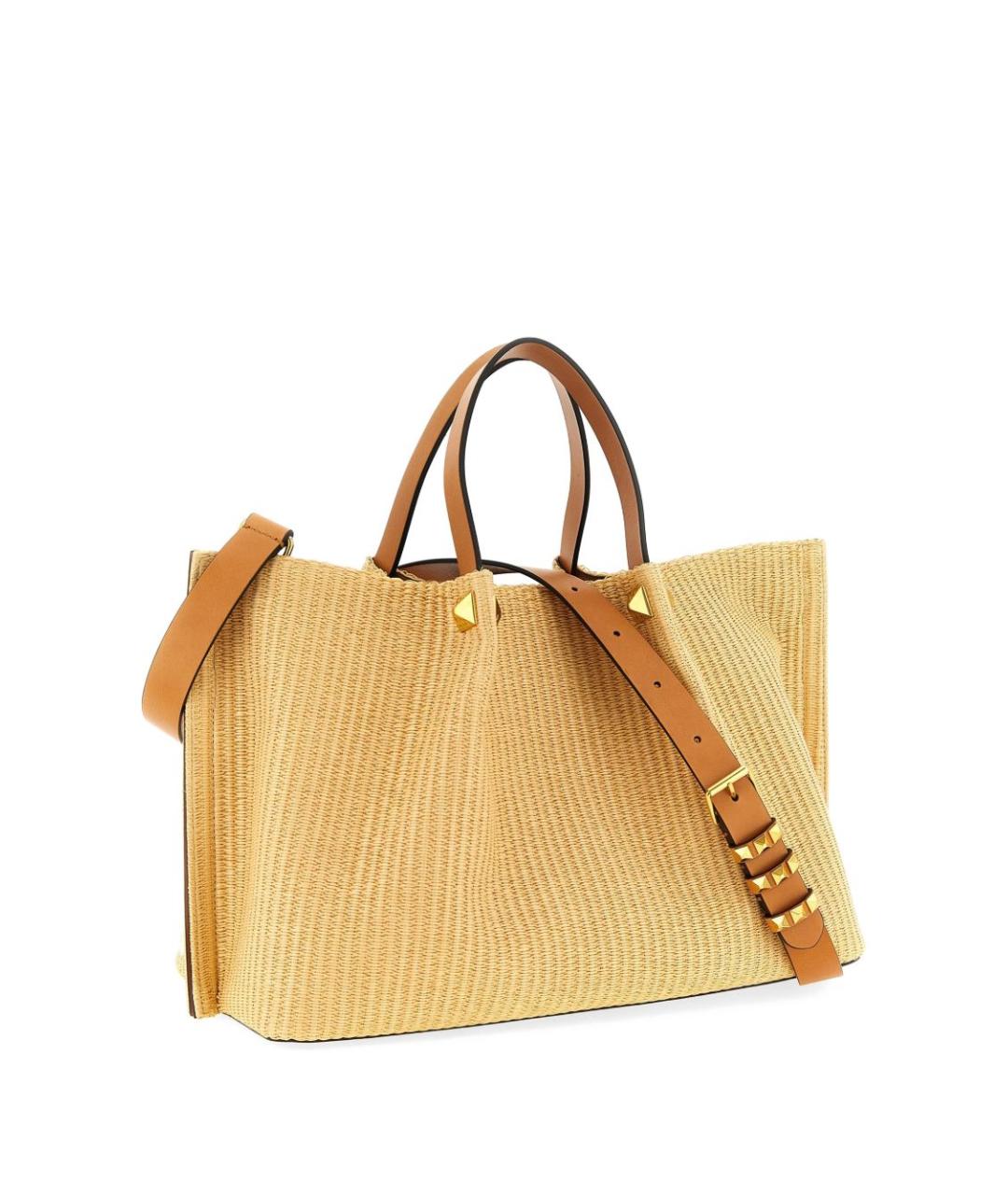 VALENTINO Бежевая пелетеная сумка тоут, фото 4