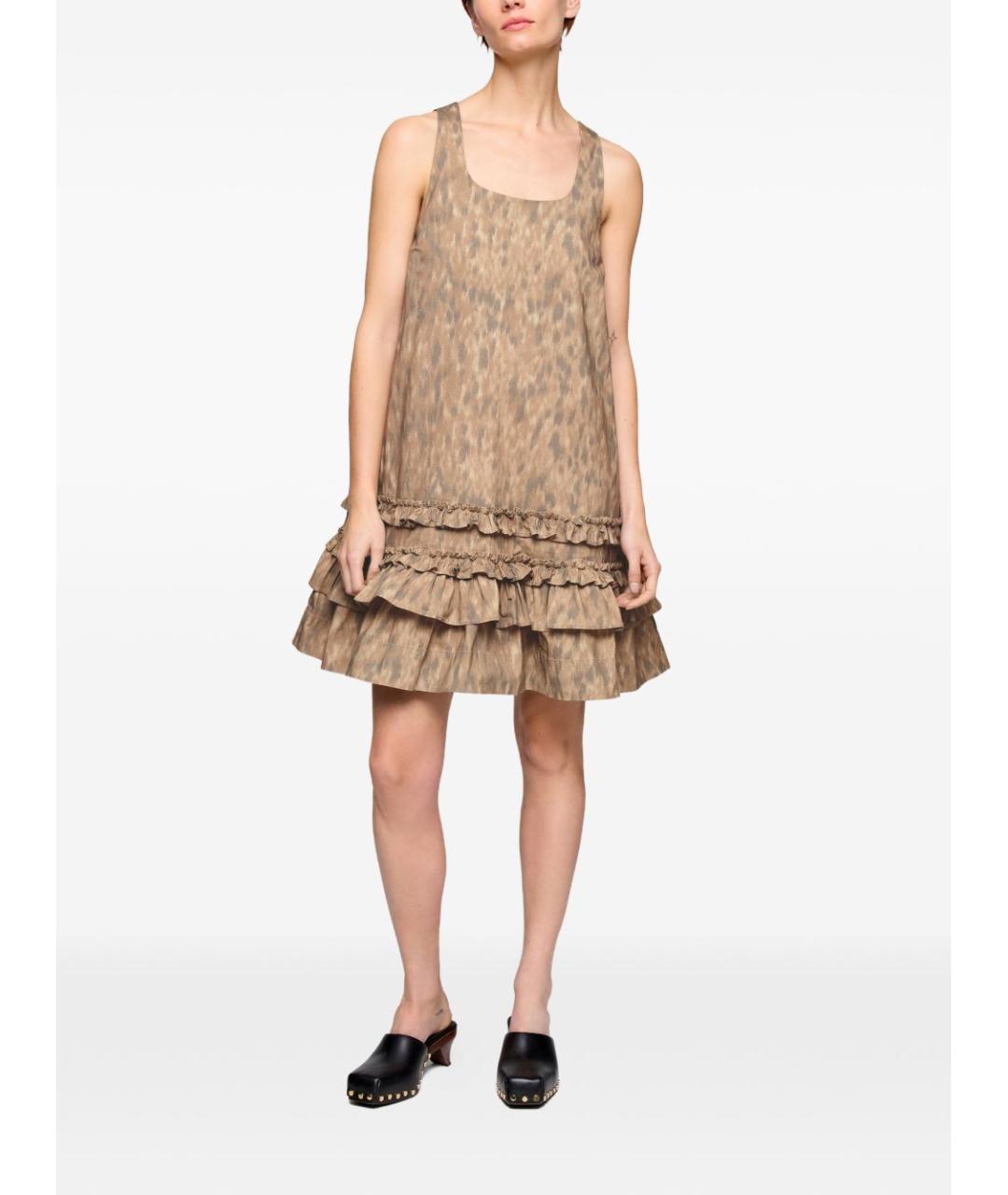 GANNI Бежевое хлопковое повседневное платье, фото 5