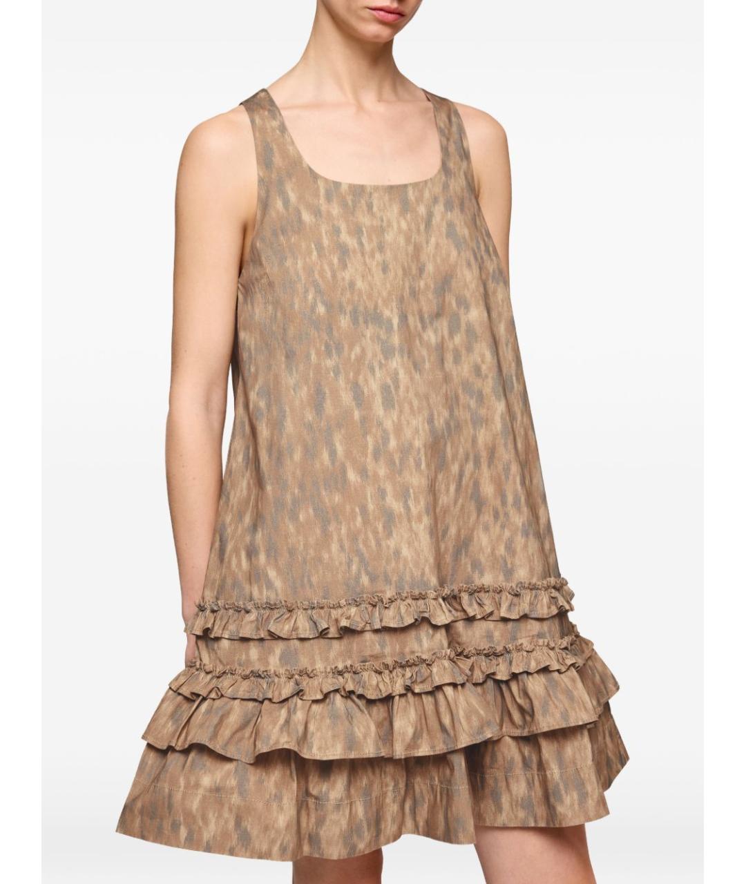 GANNI Бежевое хлопковое повседневное платье, фото 4