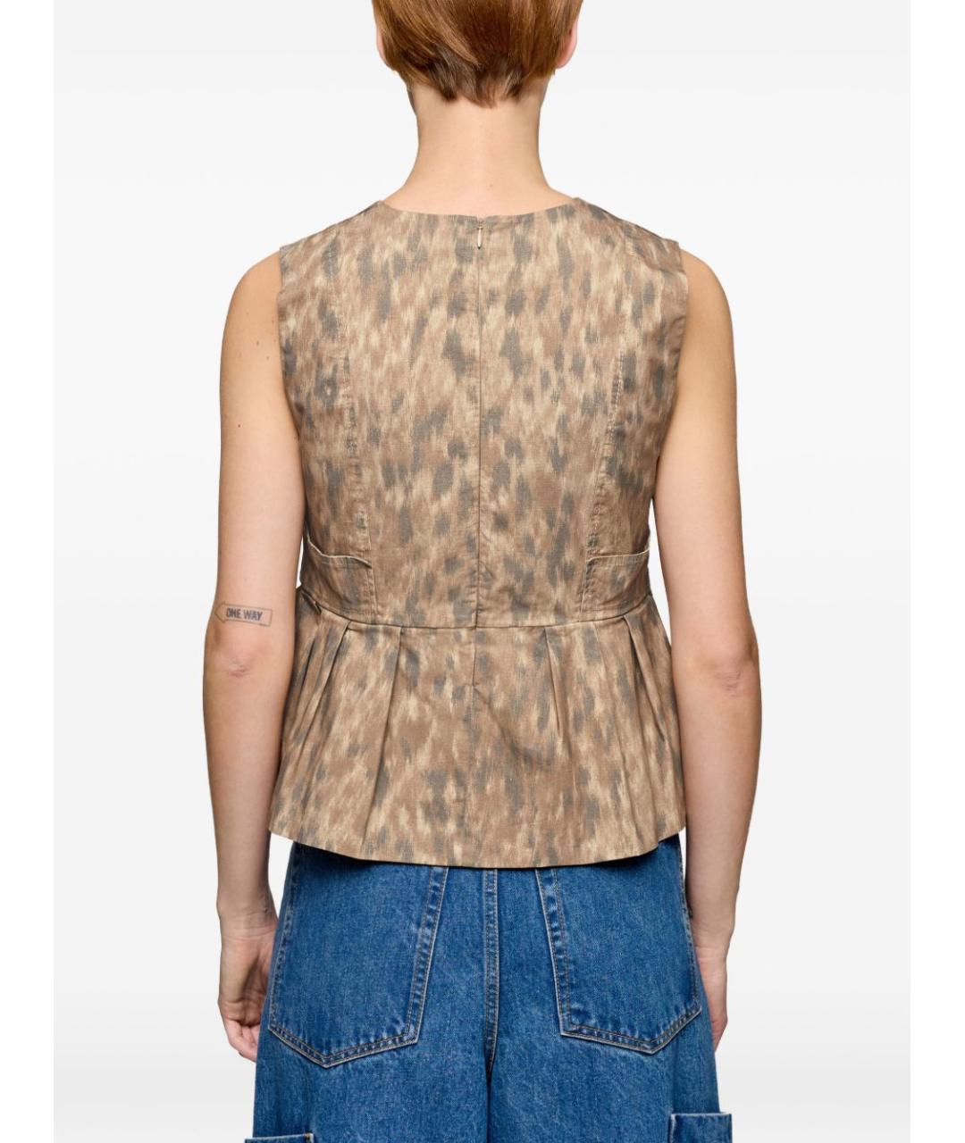 GANNI Бежевая хлопковая майка, фото 2