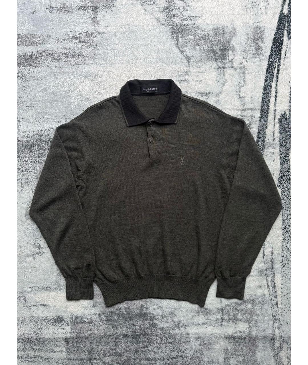 SAINT LAURENT Антрацитовый шерстяной джемпер / свитер, фото 9