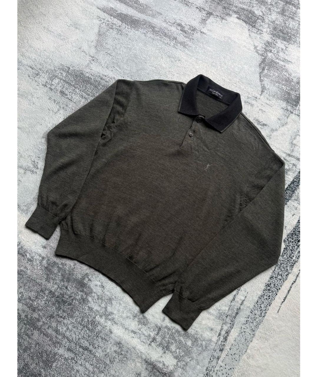 SAINT LAURENT Антрацитовый шерстяной джемпер / свитер, фото 2