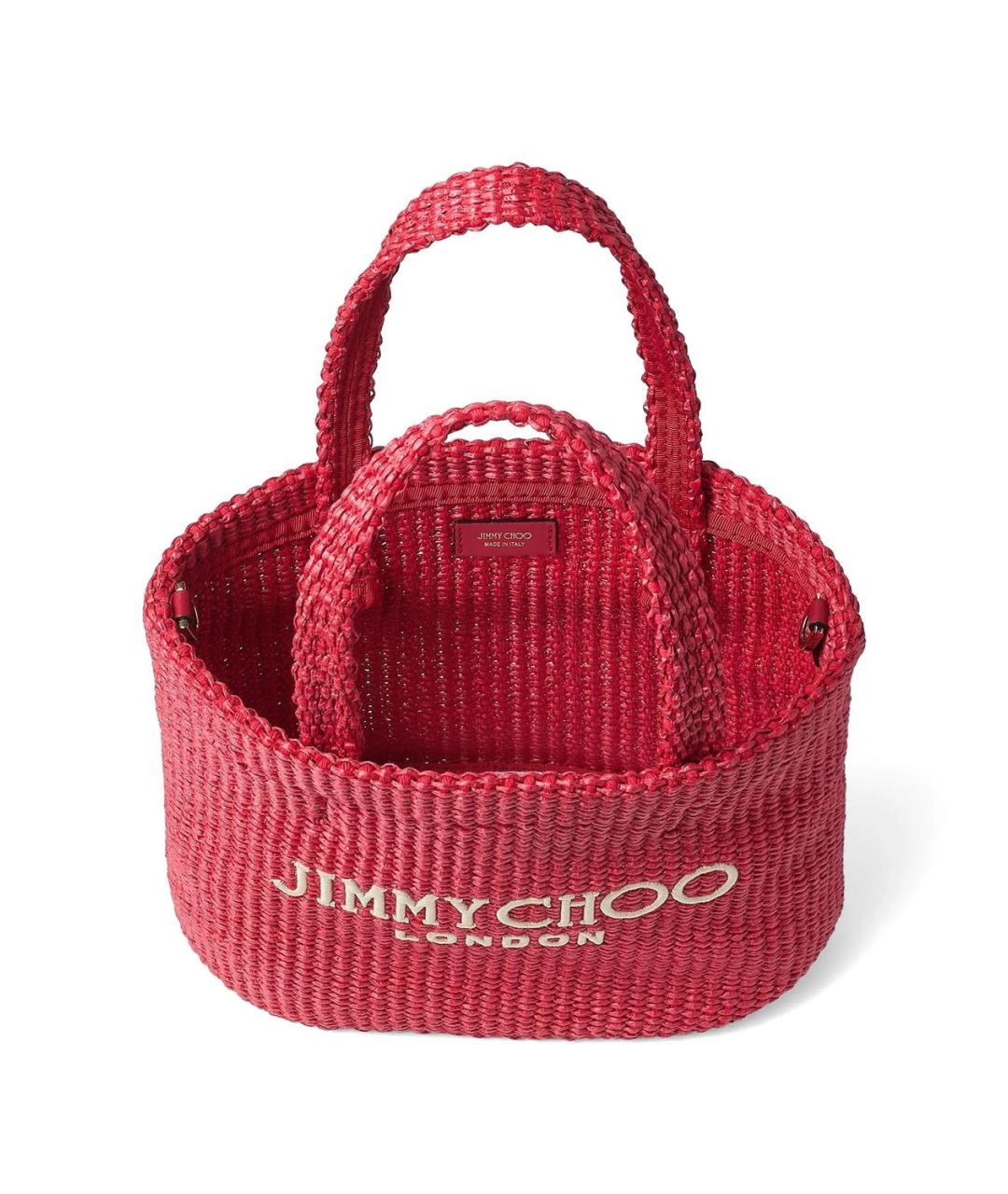JIMMY CHOO Красная пелетеная сумка тоут, фото 3
