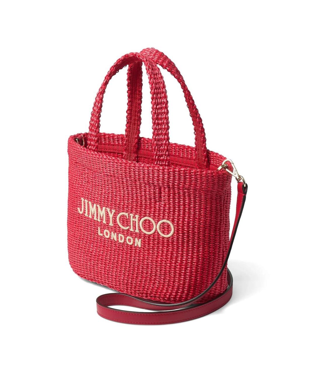 JIMMY CHOO Красная пелетеная сумка тоут, фото 2