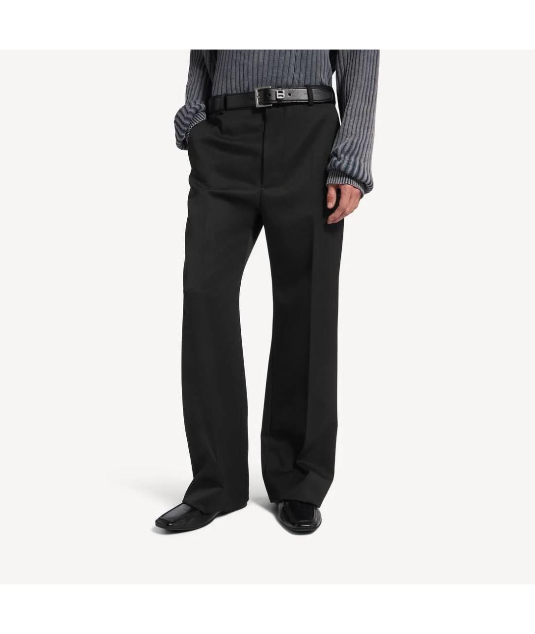 BALENCIAGA Черные шерстяные повседневные брюки, фото 3