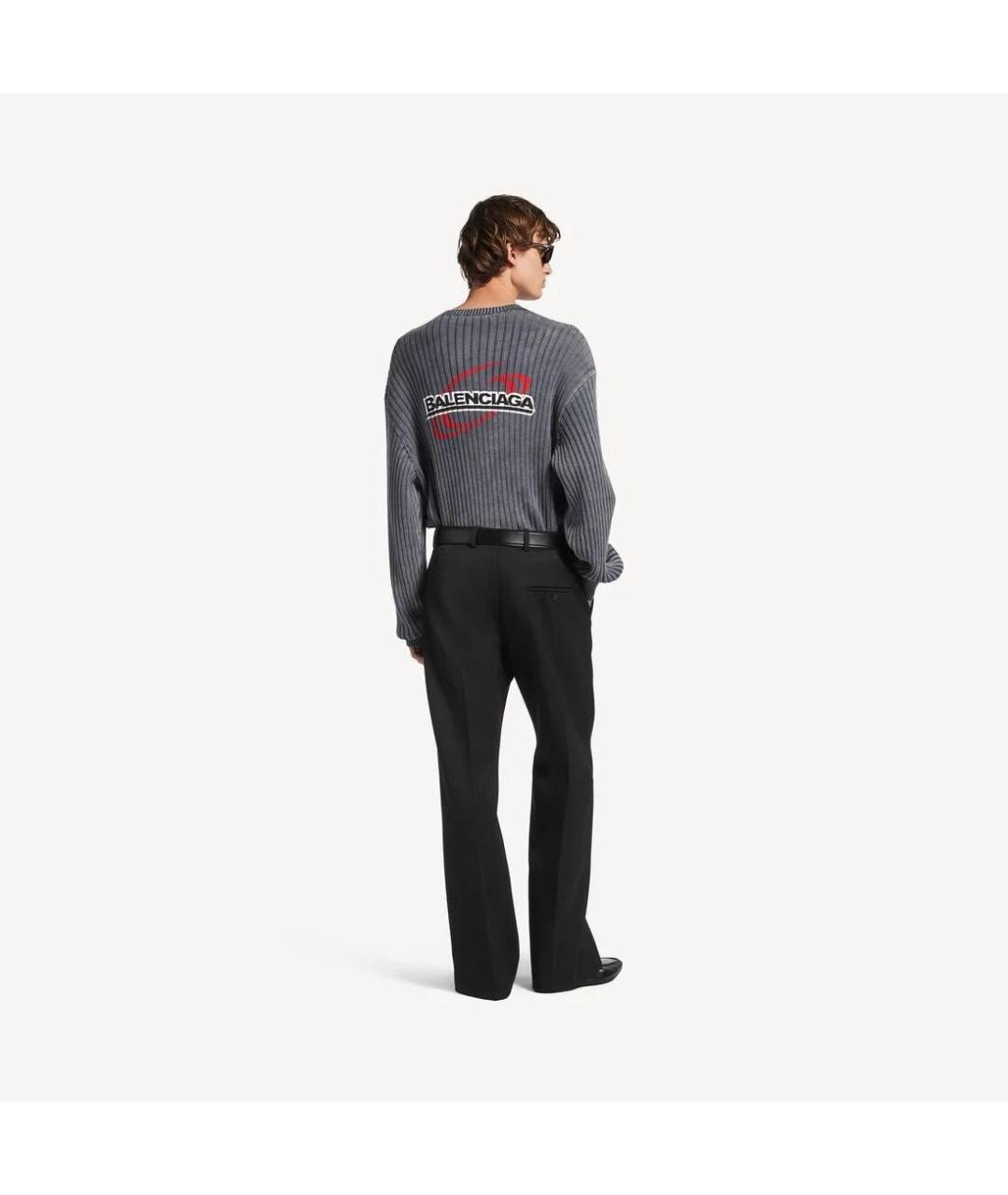 BALENCIAGA Черные шерстяные повседневные брюки, фото 4