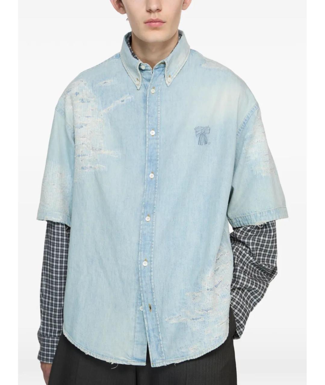 ACNE STUDIOS Синяя хлопковая кэжуал рубашка, фото 4