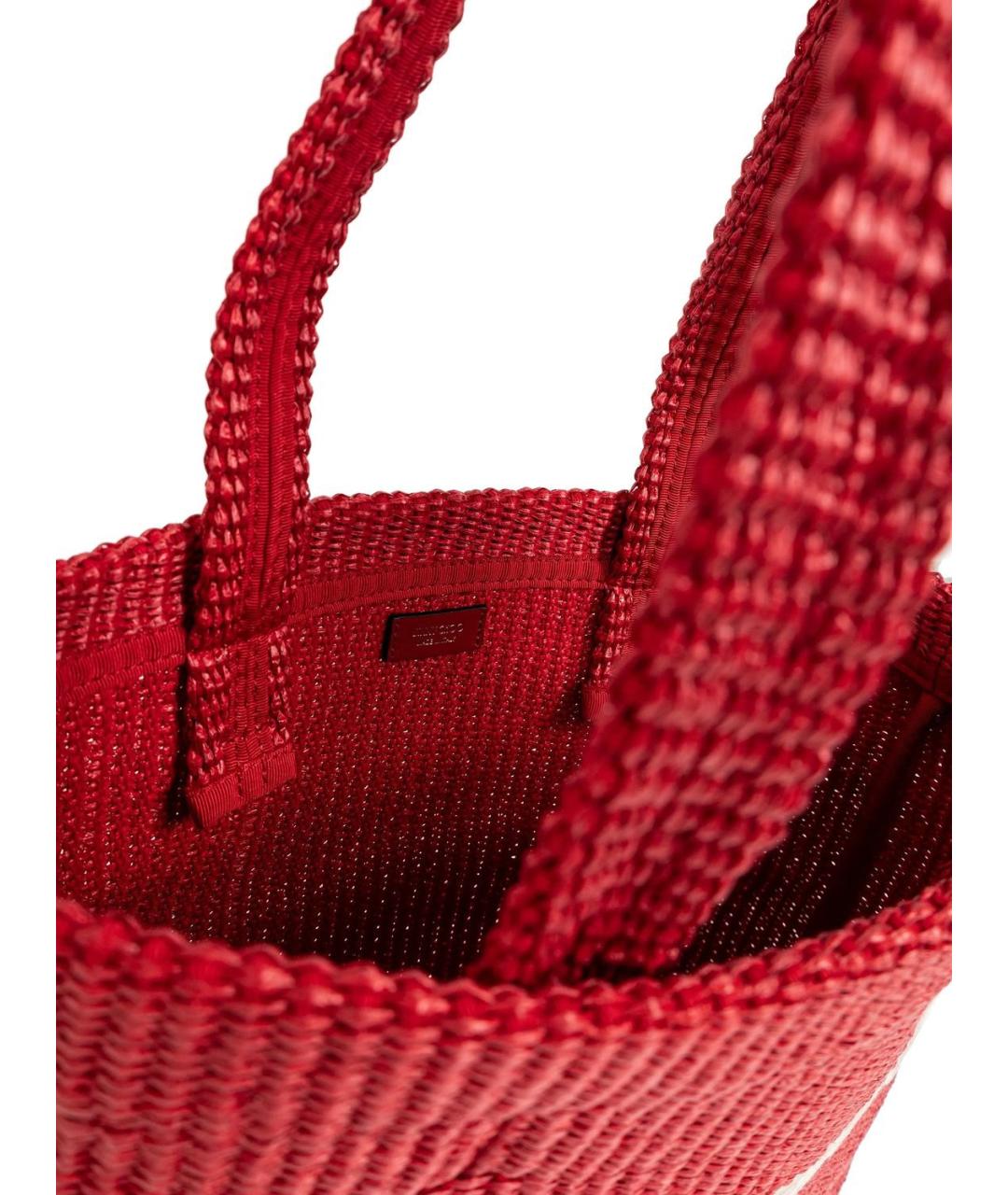 JIMMY CHOO Красная пелетеная сумка тоут, фото 2