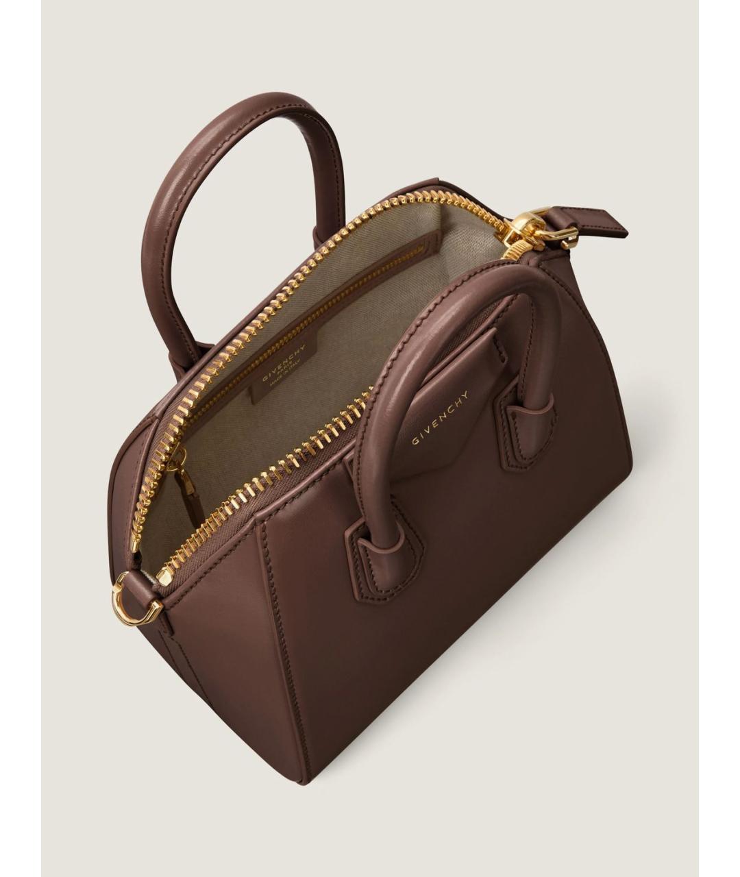 GIVENCHY Коричневая кожаная сумка с короткими ручками, фото 4