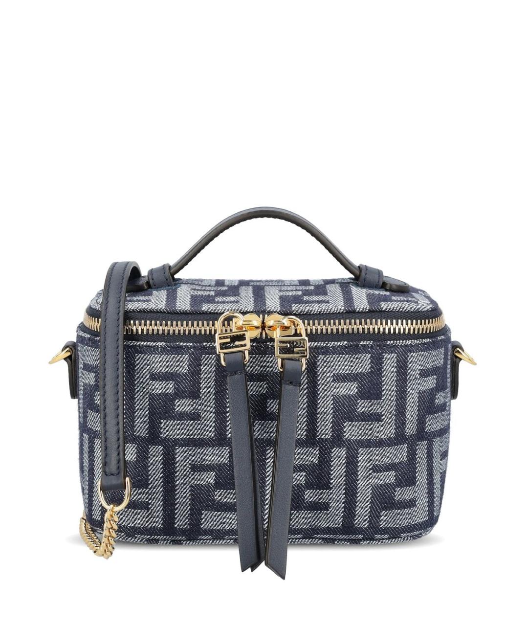 FENDI Синяя хлопковая сумка с короткими ручками, фото 1