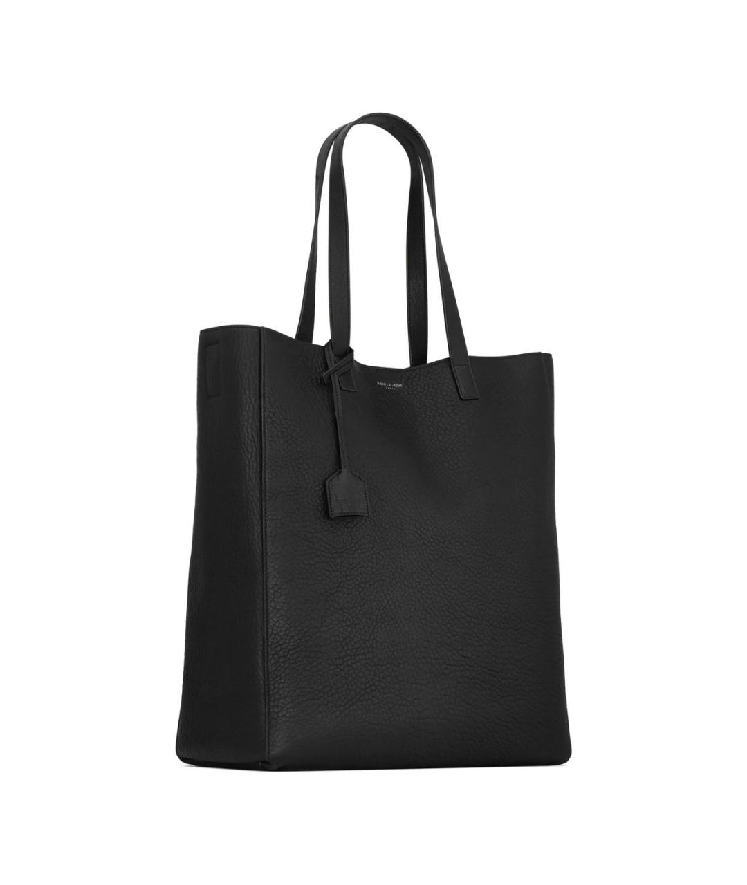 SAINT LAURENT Черная кожаная сумка тоут, фото 2