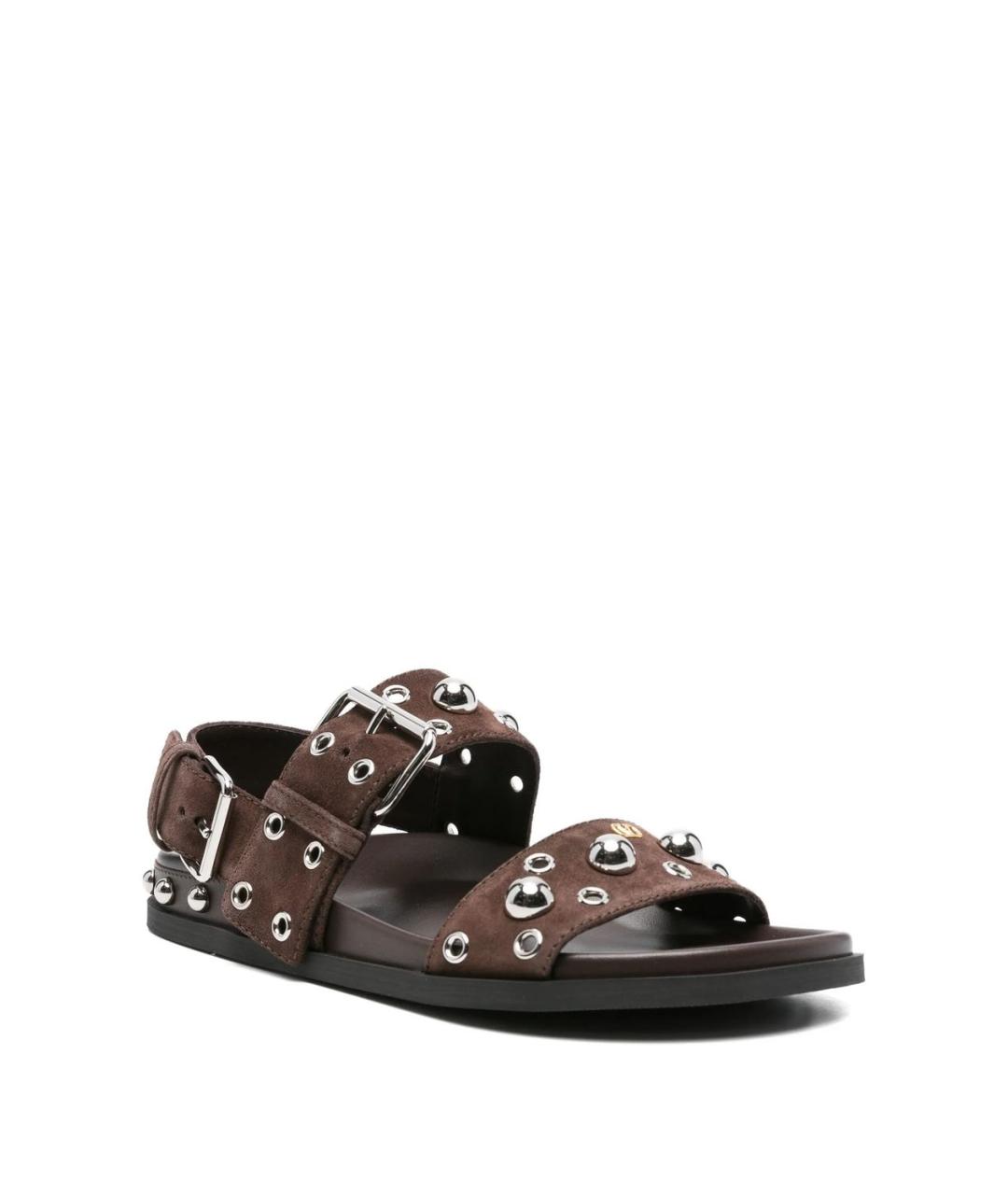 VALENTINO Коричневые кожаные сандалии, фото 4