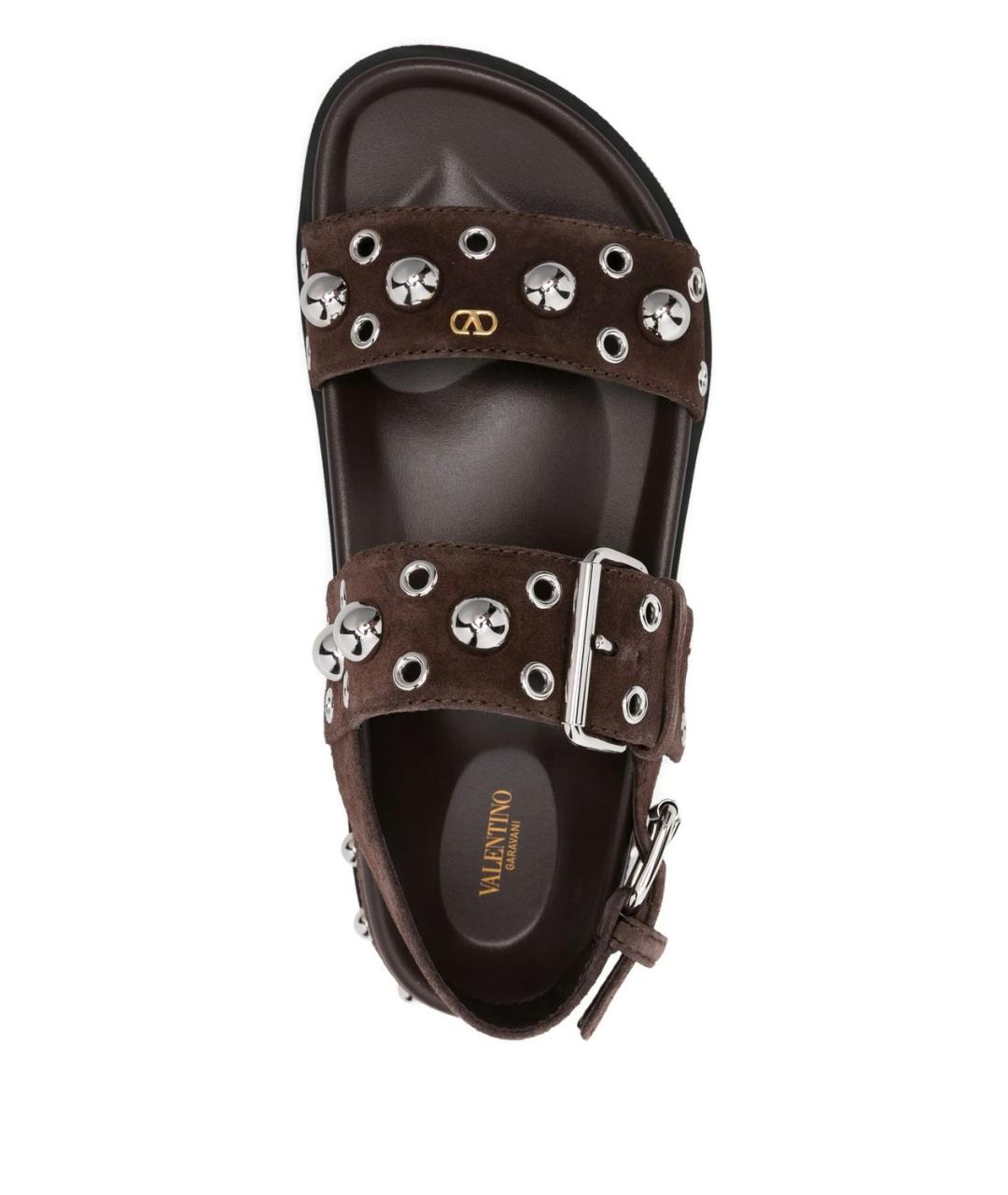 VALENTINO Коричневые кожаные сандалии, фото 3