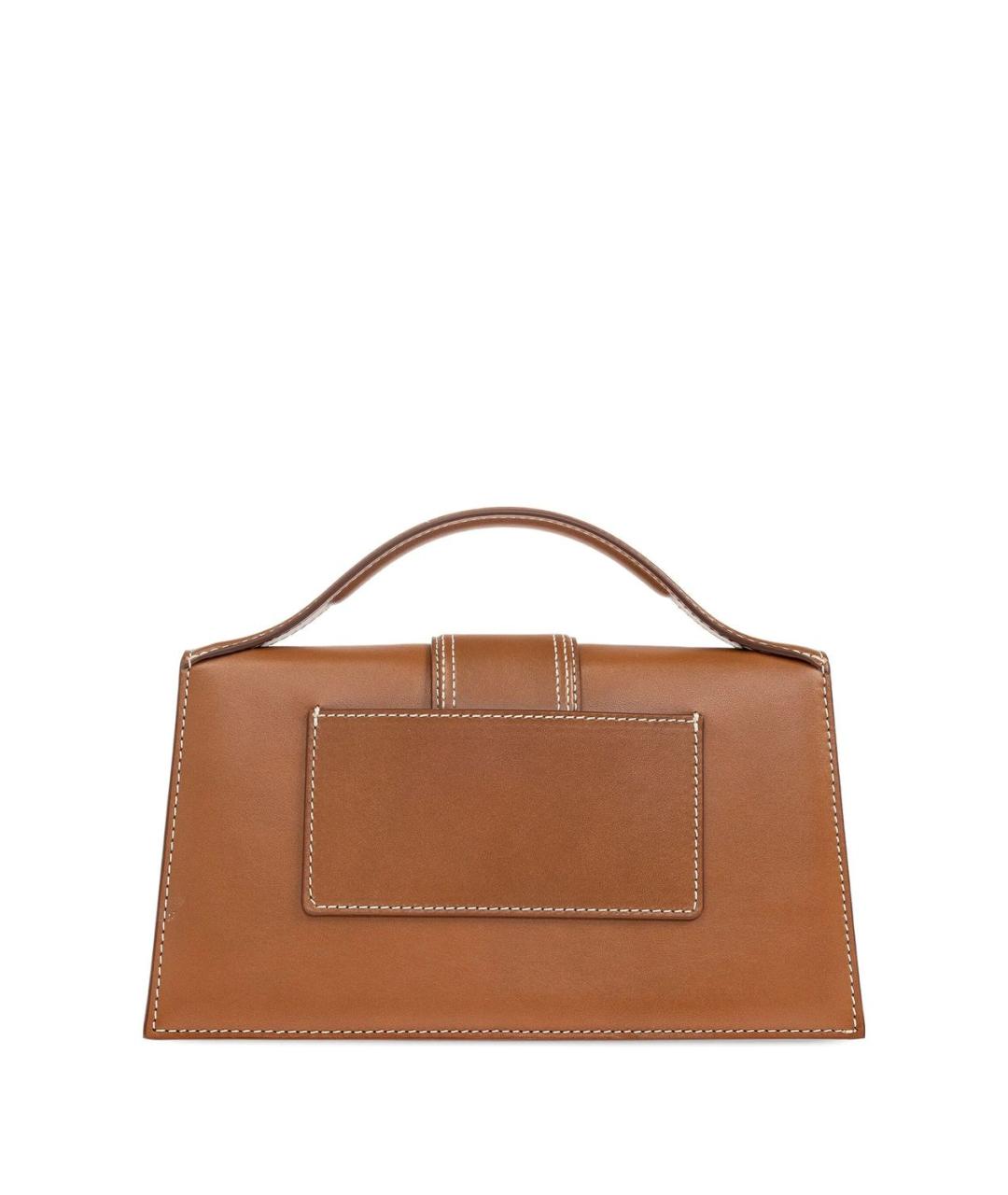 JACQUEMUS Коричневая кожаная сумка с короткими ручками, фото 3