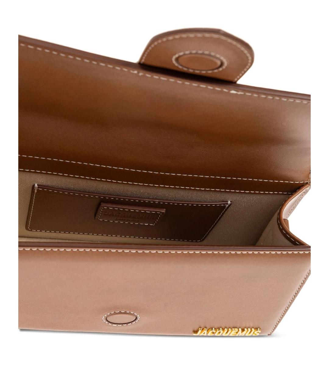 JACQUEMUS Коричневая кожаная сумка с короткими ручками, фото 4