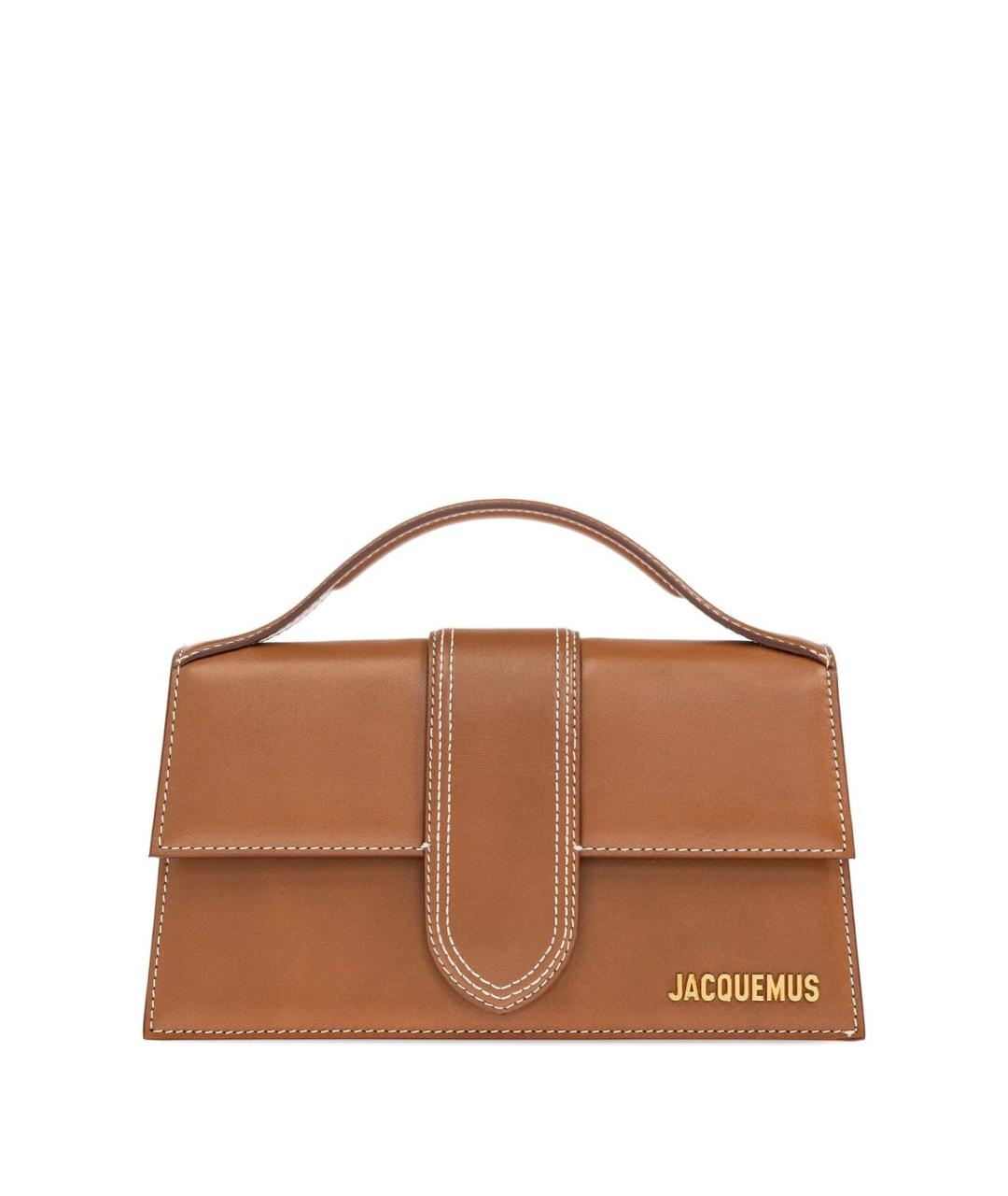 JACQUEMUS Коричневая кожаная сумка с короткими ручками, фото 1