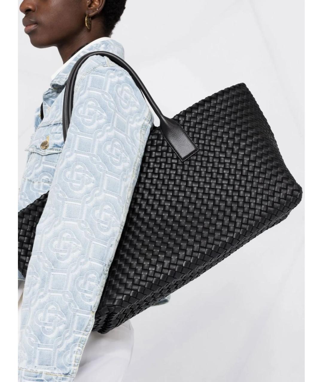 BOTTEGA VENETA Черная кожаная сумка тоут, фото 3