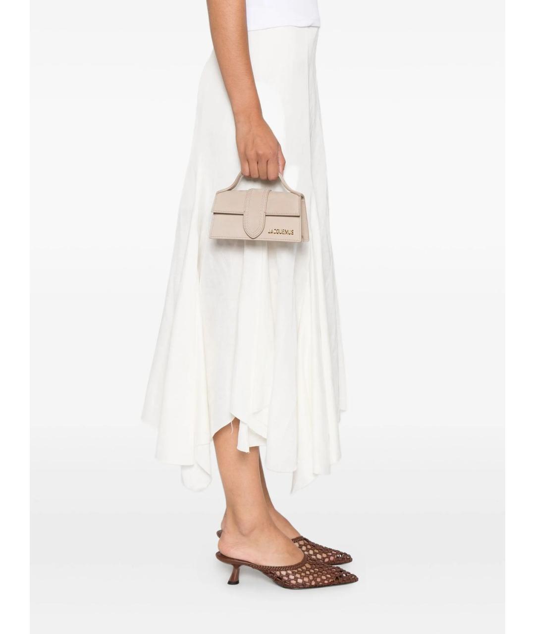JACQUEMUS Бежевая кожаная сумка через плечо, фото 4