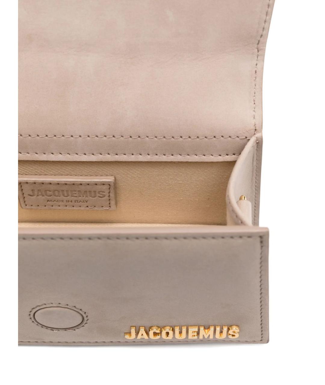 JACQUEMUS Бежевая кожаная сумка через плечо, фото 3