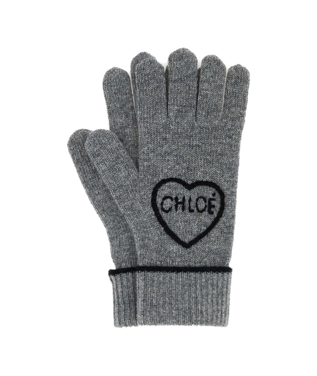 CHLOE Серые шерстяные перчатки, фото 1
