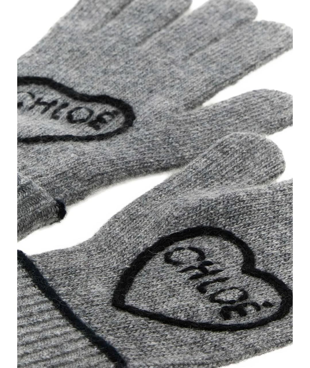 CHLOE Серые шерстяные перчатки, фото 2