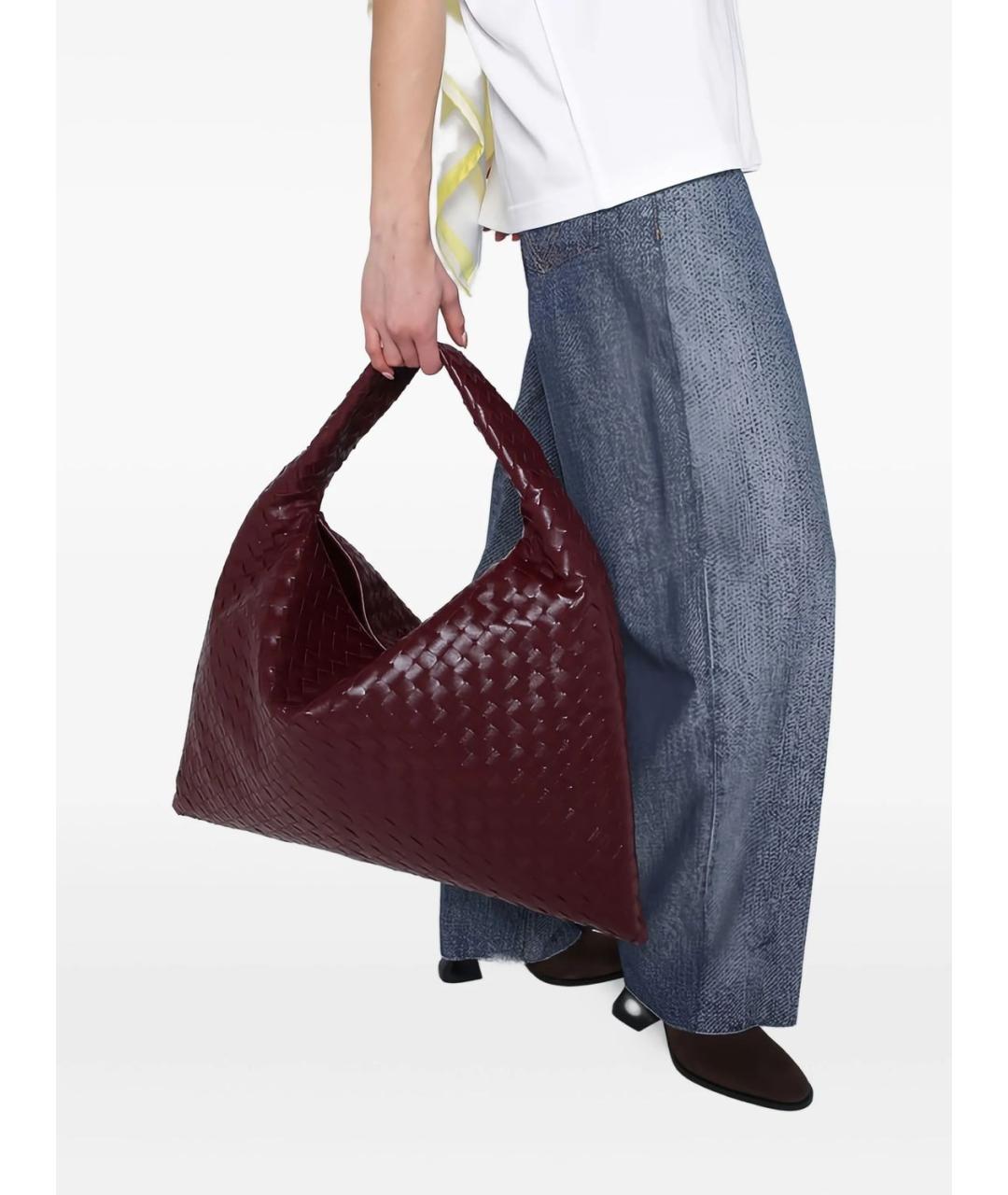 BOTTEGA VENETA Бордовая кожаная сумка через плечо, фото 4