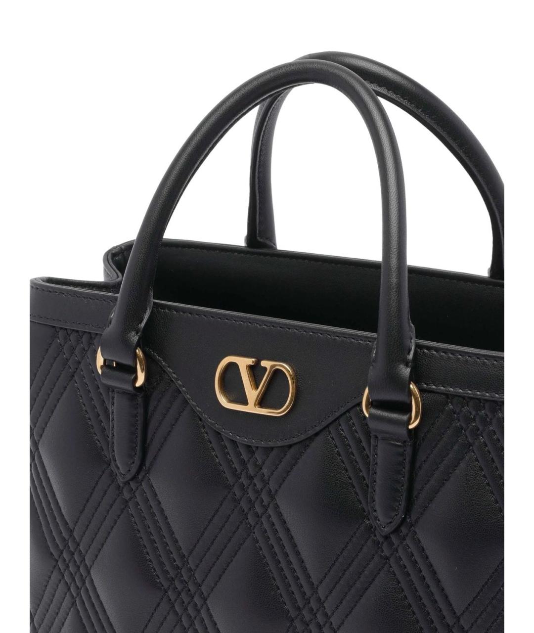 VALENTINO Черная кожаная сумка тоут, фото 2