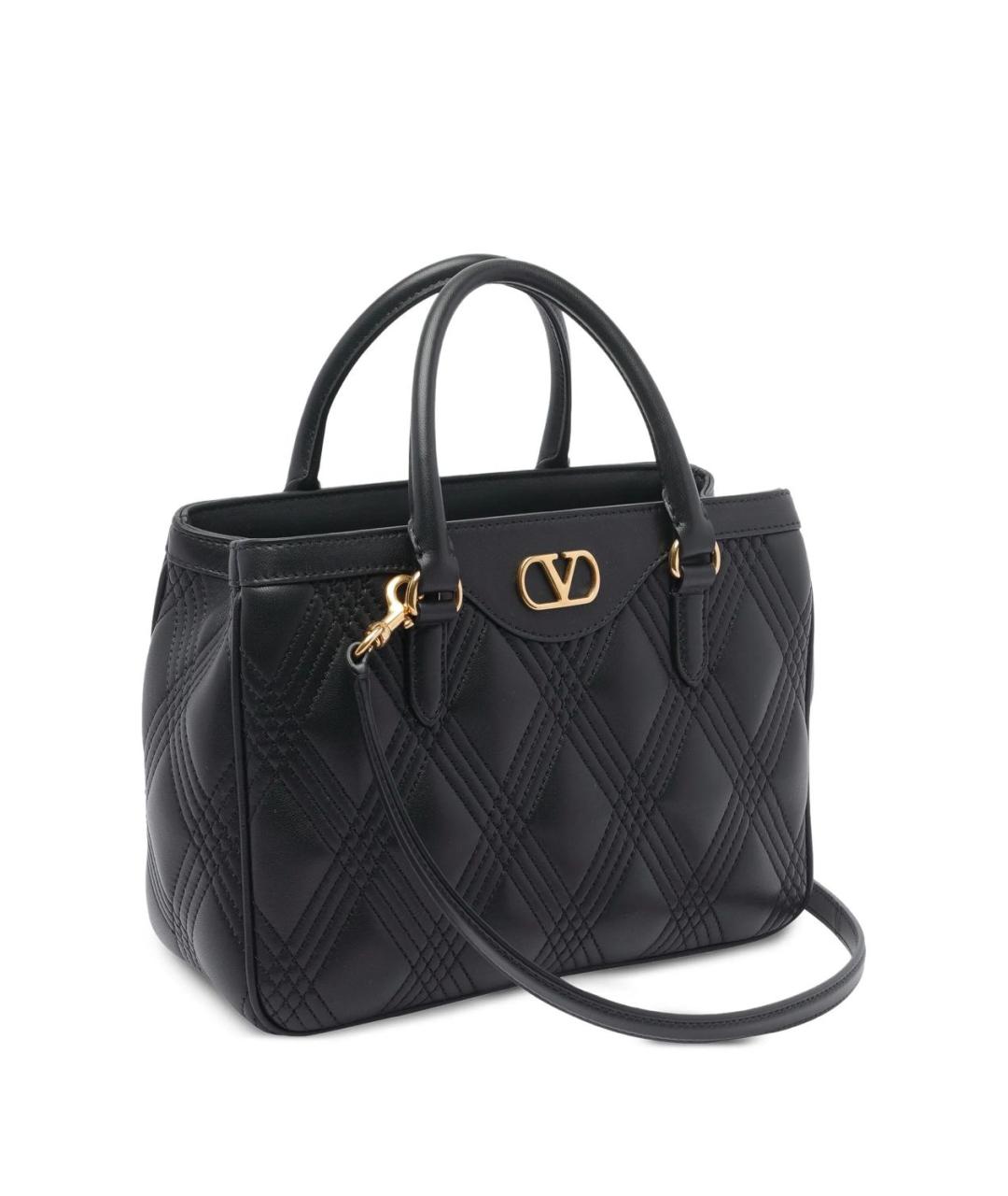 VALENTINO Черная кожаная сумка тоут, фото 4