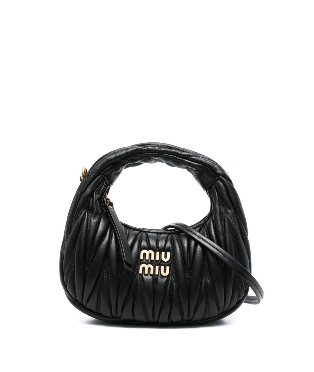 MIU MIU Черная кожаная сумка через плечо, фото 1