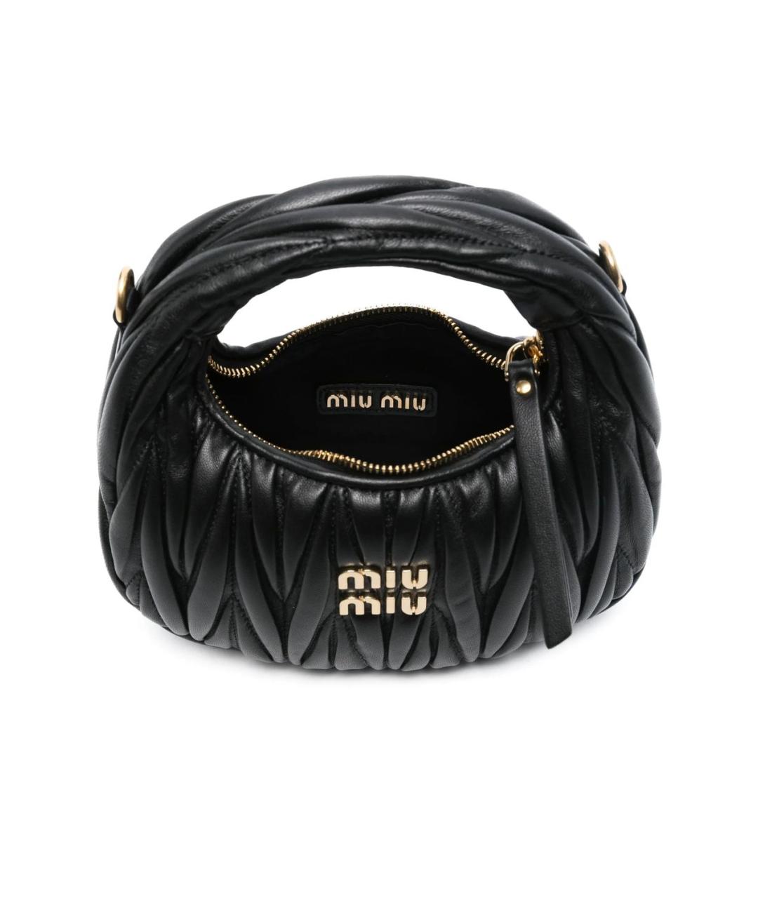 MIU MIU Черная кожаная сумка через плечо, фото 2