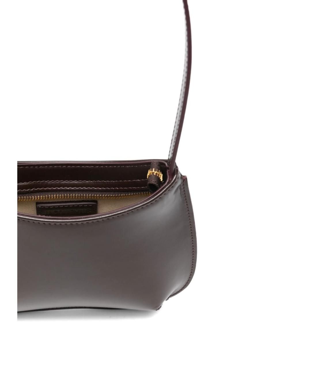 JACQUEMUS Бордовая кожаная сумка через плечо, фото 3