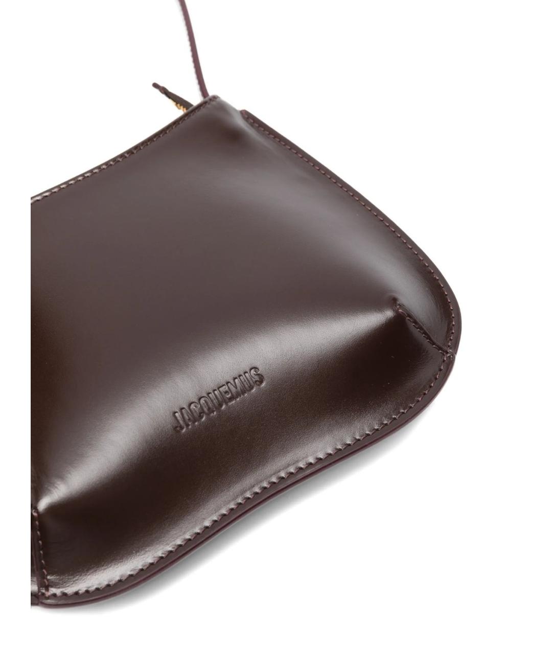 JACQUEMUS Бордовая кожаная сумка через плечо, фото 4