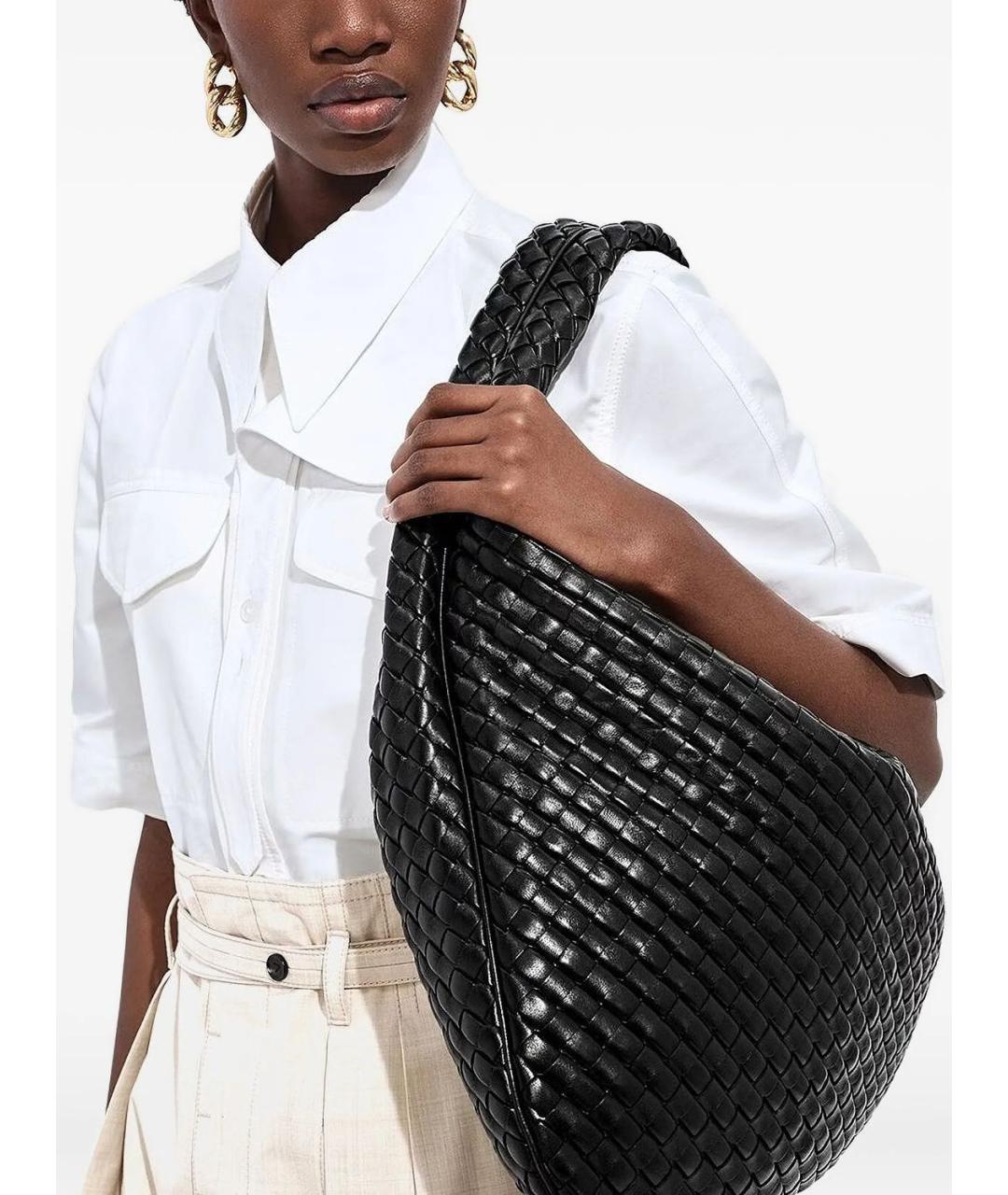 BOTTEGA VENETA Черная кожаная сумка через плечо, фото 2