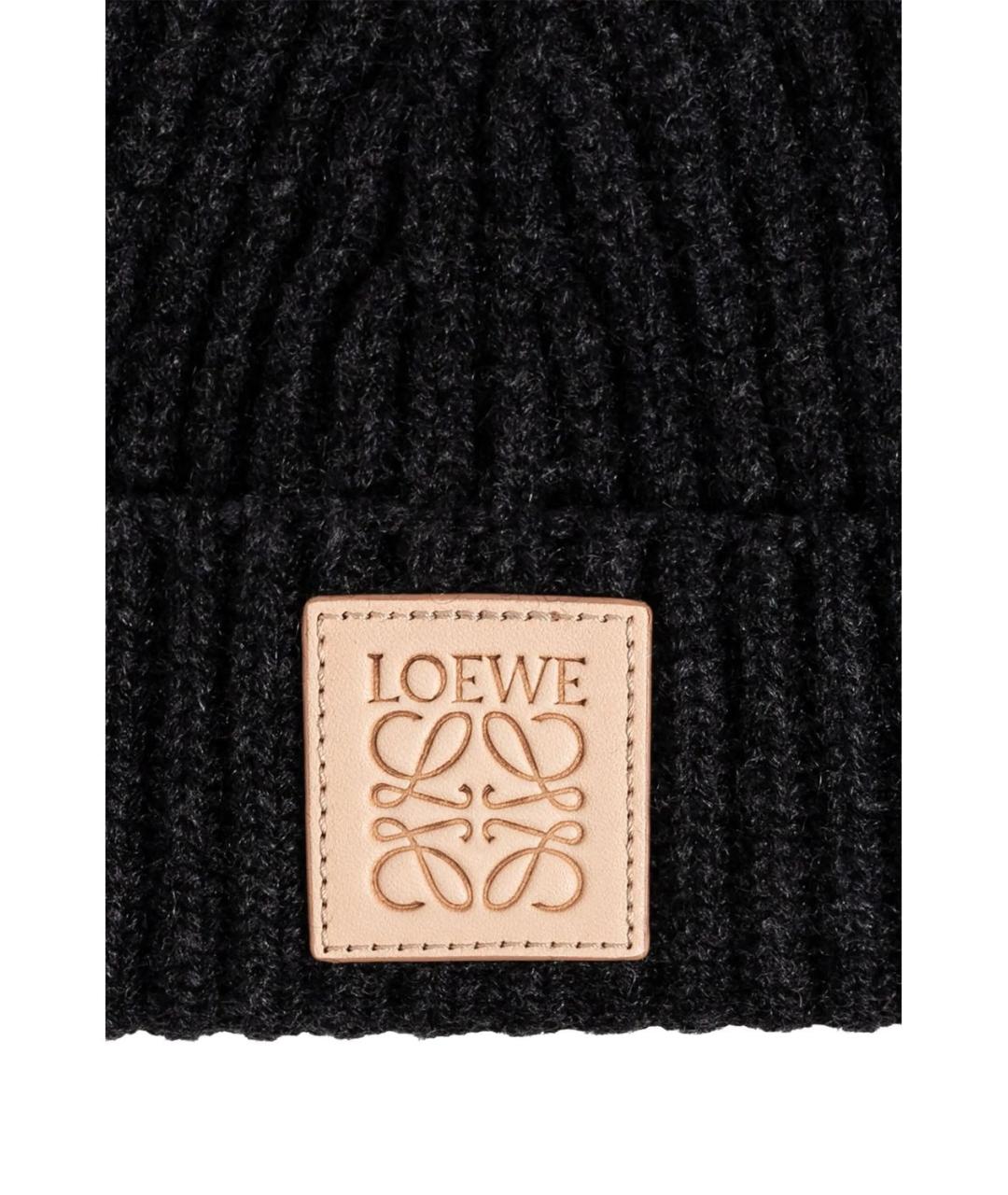 LOEWE Черная кашемировая шапка, фото 4