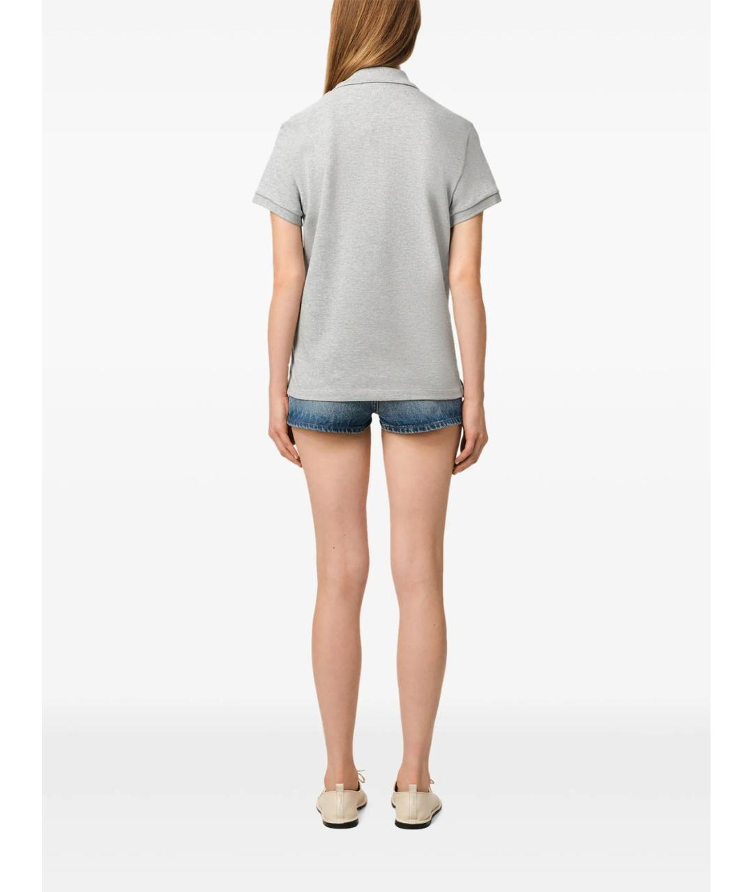 Ami Paris Серое хлопковое поло с коротким рукавом, фото 5