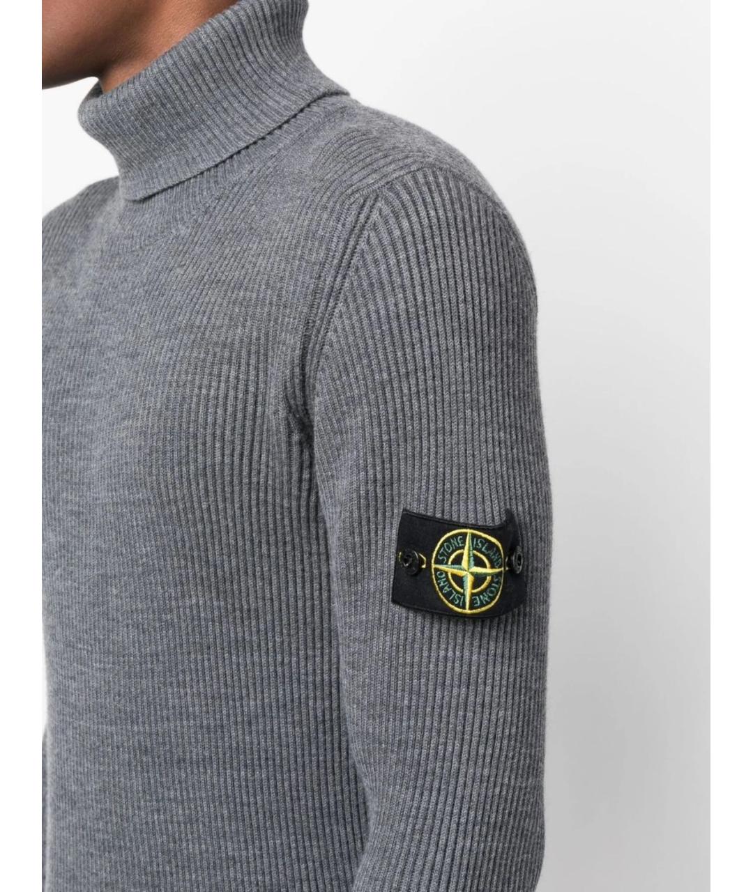 STONE ISLAND Серый шерстяной джемпер / свитер, фото 4