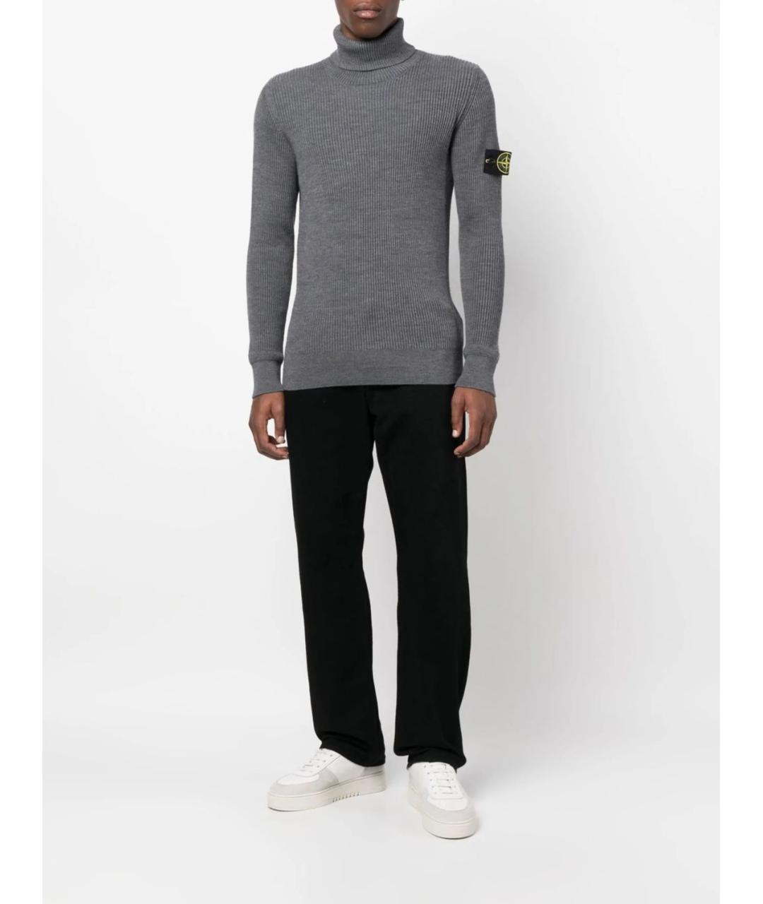 STONE ISLAND Серый шерстяной джемпер / свитер, фото 3