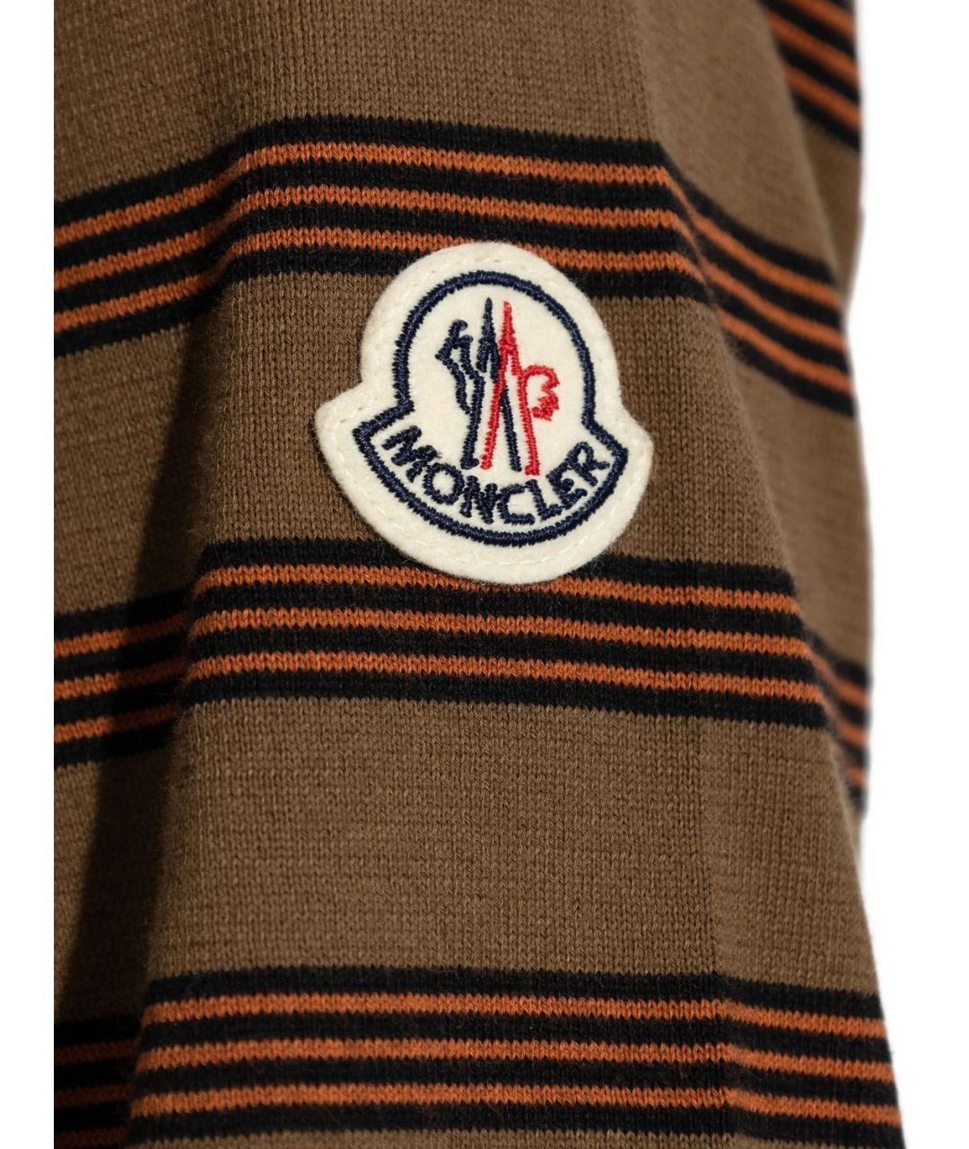 MONCLER Коричневая хлопковая футболка, фото 4