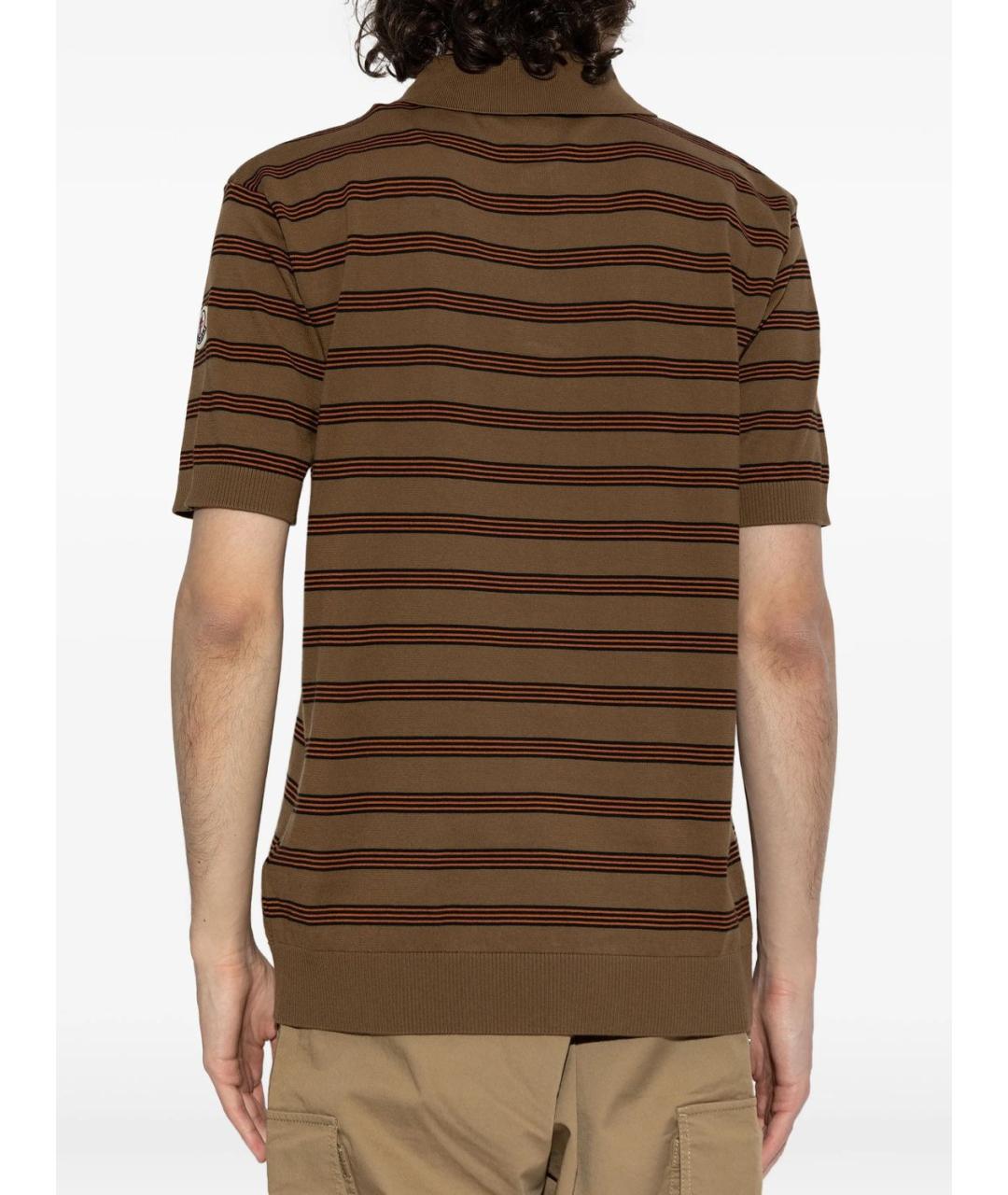MONCLER Коричневая хлопковая футболка, фото 5