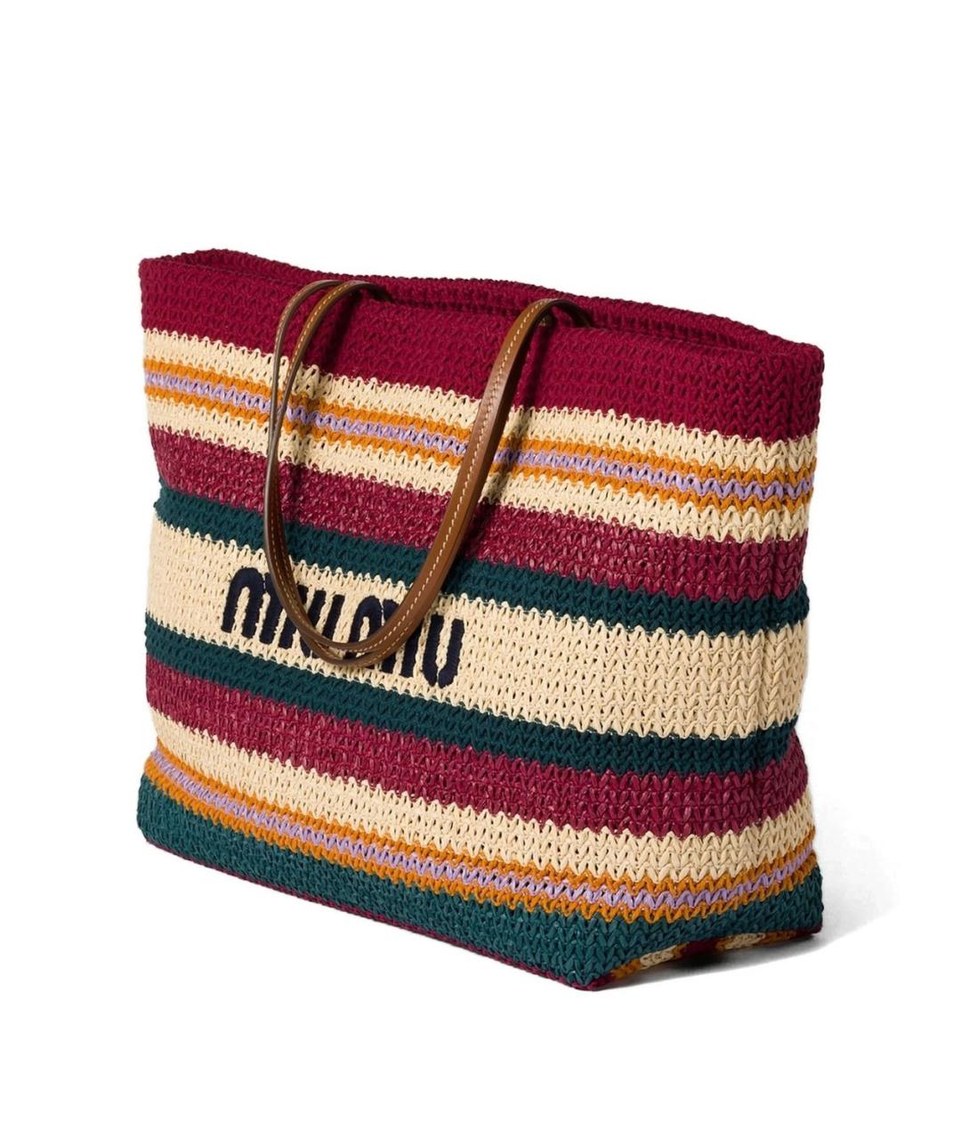 MIU MIU Бордовая пелетеная сумка тоут, фото 5