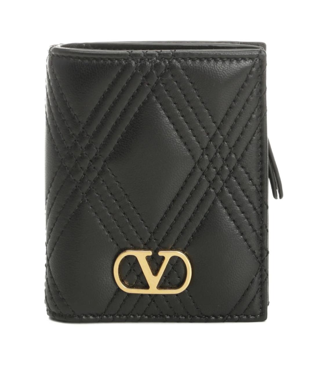VALENTINO Черный кожаный кошелек, фото 1
