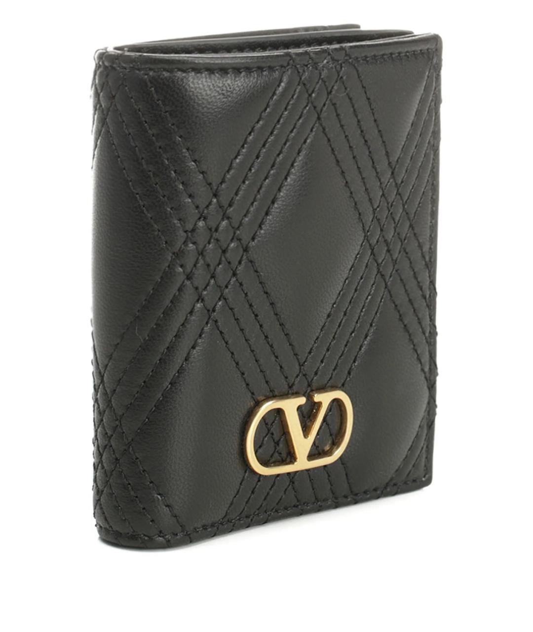 VALENTINO Черный кожаный кошелек, фото 3